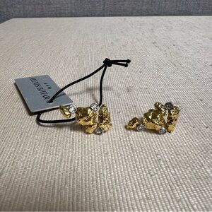 Alexis Bittar Golden Pebble Cake Nugget Stud Earrings NWT